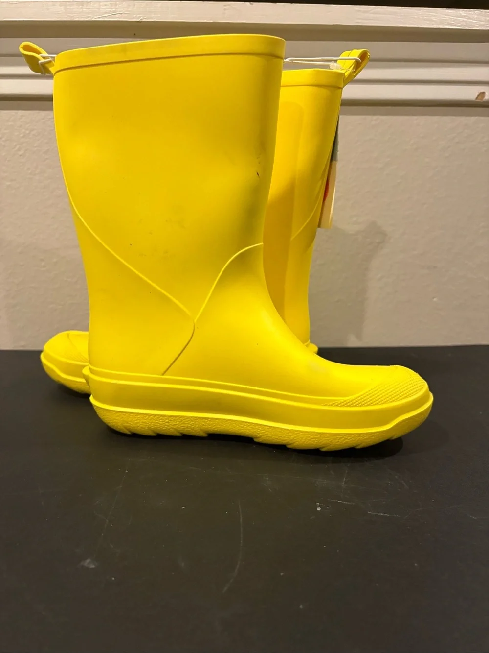 Cat and Jacks Andy Kids Yellow Rubber Rain Snow Mud Boots Youth Size 2Y